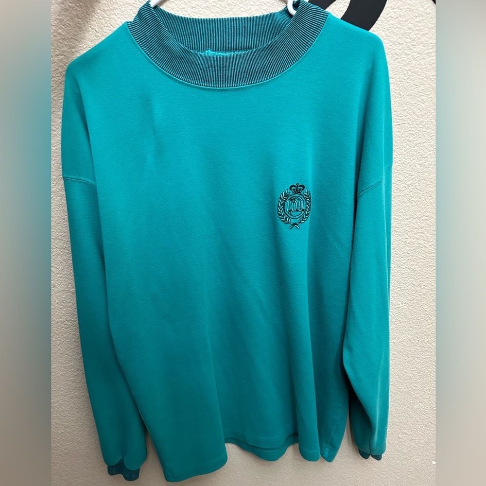 Vintage IOU sweater green-blue turquoise color